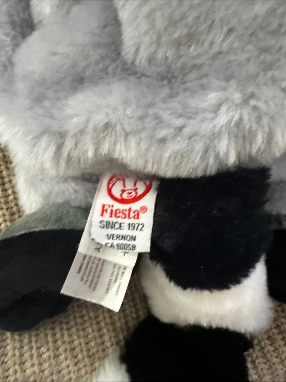 Fiesta Plush Lemur Kids Backpack - White, Gray & Black